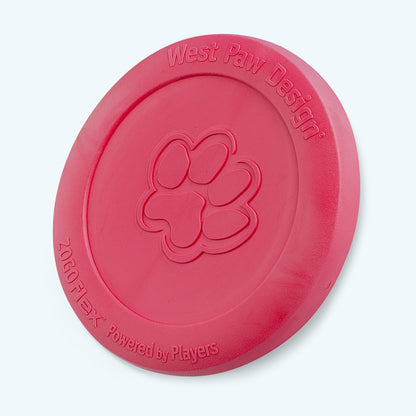 Red dog toy with West Paw Design branding on a white background
