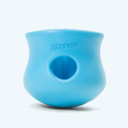 Blue rubber duck with 'Zogoflex' branding on a white background