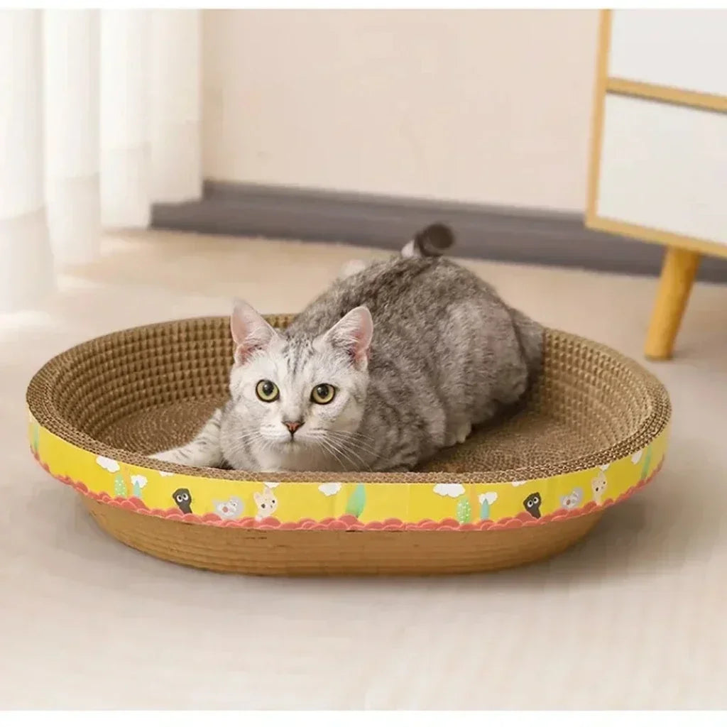 Oval Cat Scratching Board – Corrugated Paper Cat Nest & Claw Toy