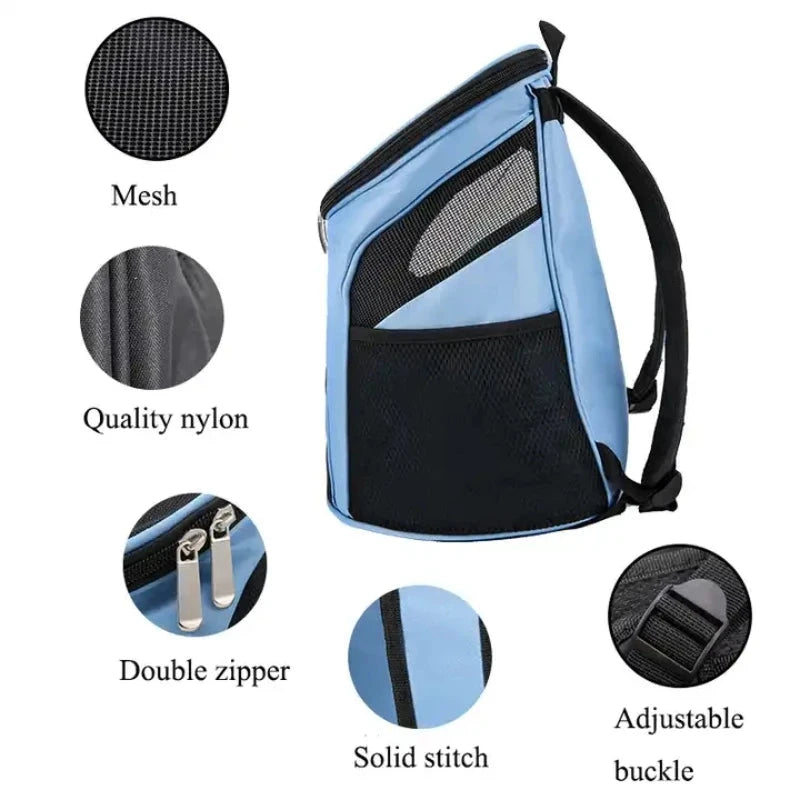 Portable Foldable Pet Mesh Carrier Backpack – Breathable Dog & Cat Travel Bag