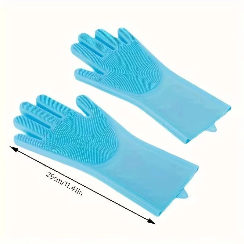 Silicone Pet Bathing Gloves – Grooming Brush for Cats & Dogs