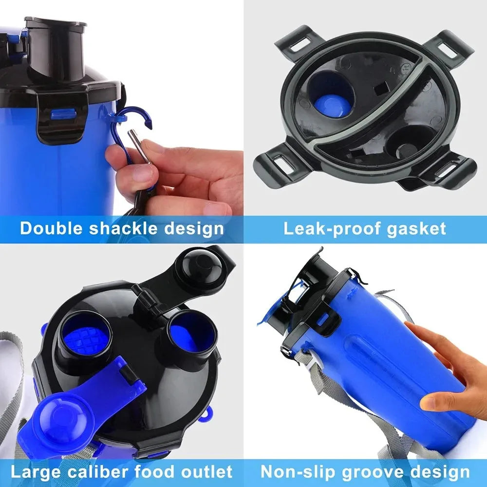 Product features with double shackle design, leak-proof gasket, large caliber food outlet, and non-slip groove design.