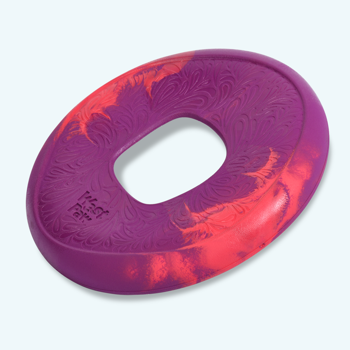 Purple and red textured object on a light gray background