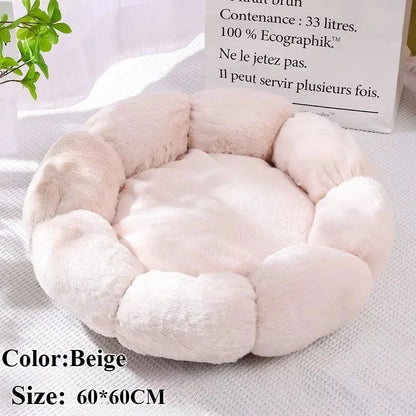 60CM Flower-Shaped Plush Cat & Dog Bed – Super Soft Pet Cushion