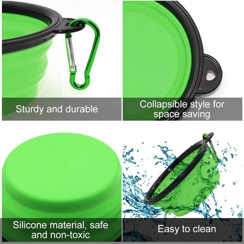 Folding Portable Silicone Dog Feeder Bowl – Travel Food & Water