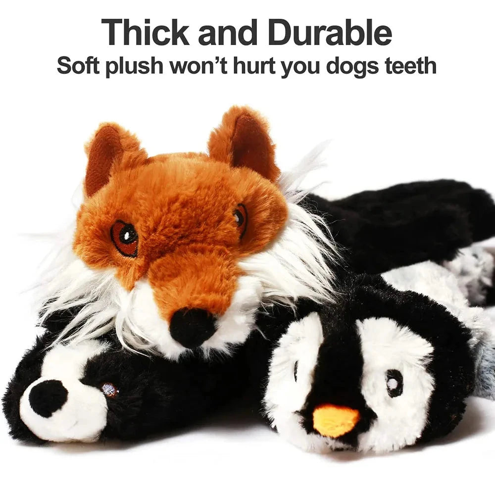 Plush toy with fox and penguin design on a white background