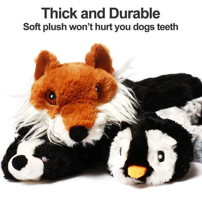 Plush toy with fox and penguin design on a white background