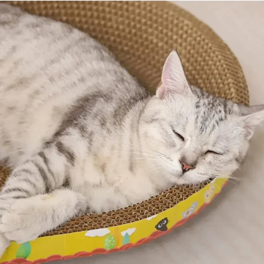Oval Cat Scratching Board – Corrugated Paper Cat Nest & Claw Toy