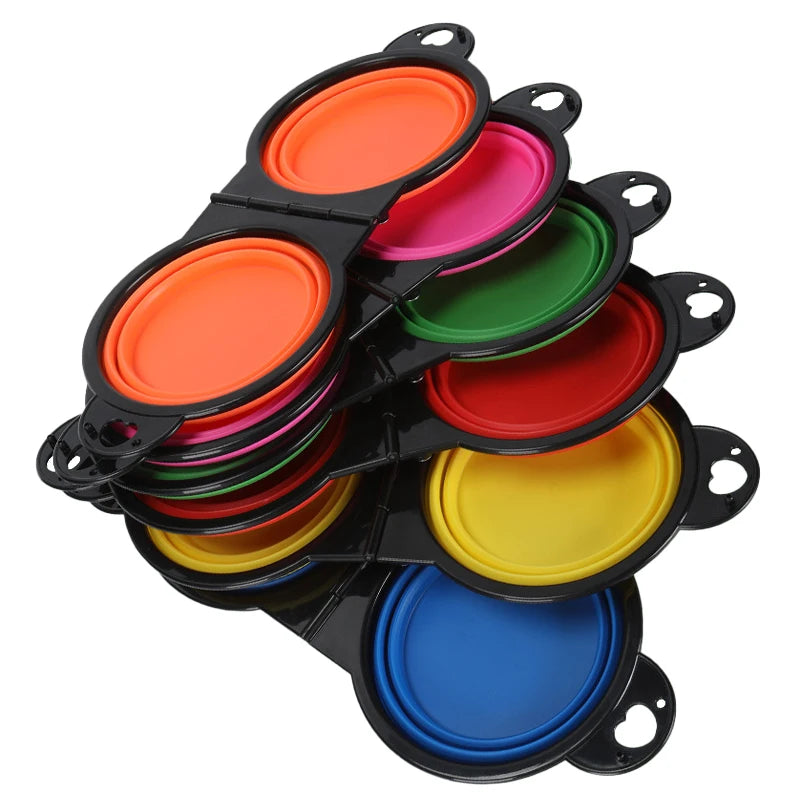 2-in-1 Portable Folding Pet Double Bowl – Travel Food & Water