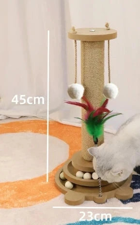 Cat Toy Scratcher Turntable with Sisal Board & Balls – Whisker House