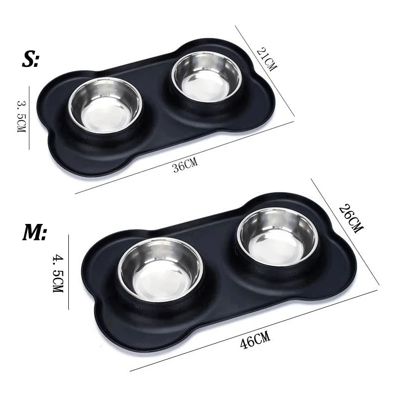 Stainless Steel Double Pet Bowl – Anti-Spill Food & Water Feeder