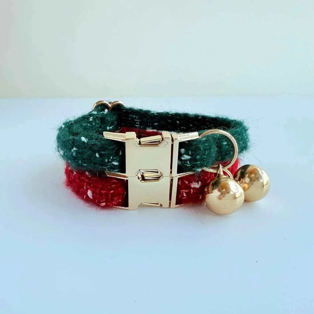 Christmas Knitted Cat Collar – Adjustable Bell Pet Accessory