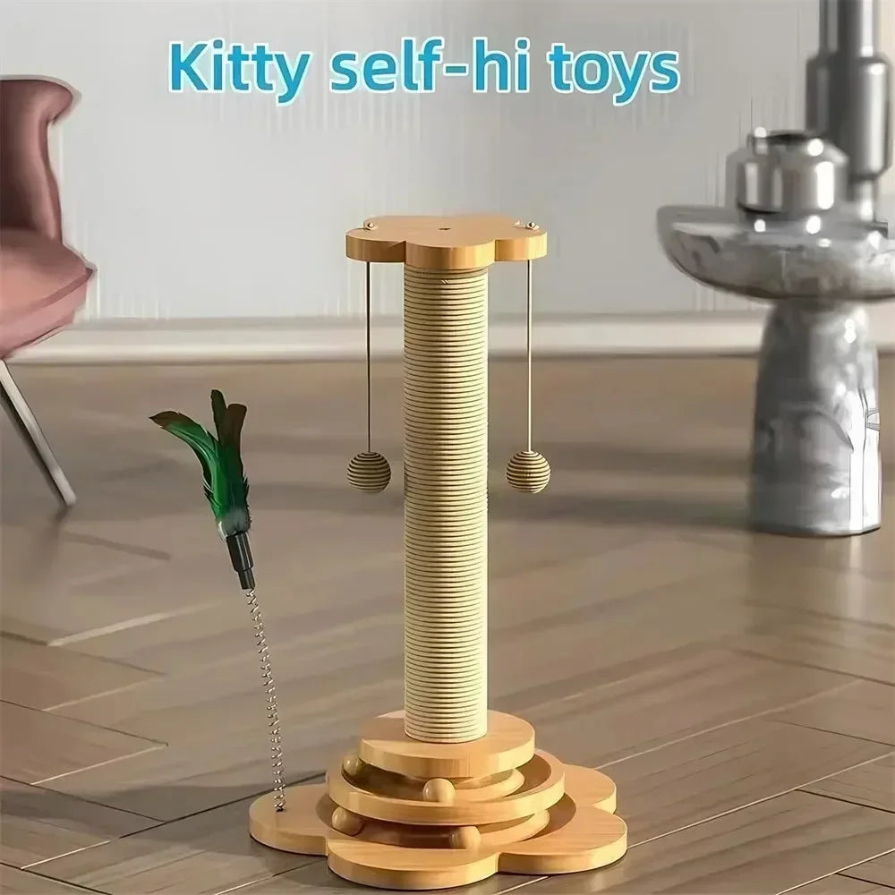 Cat Toy Scratcher Turntable with Sisal Board & Balls – Whisker House