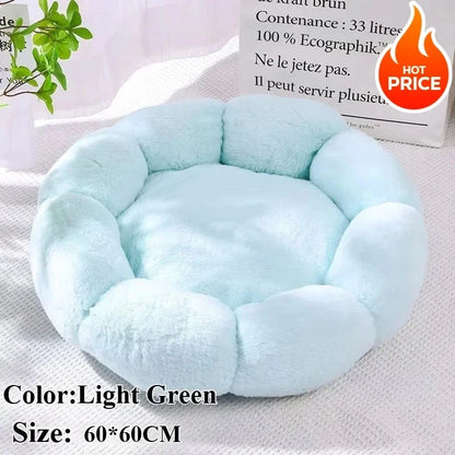 60CM Flower-Shaped Plush Cat & Dog Bed – Super Soft Pet Cushion