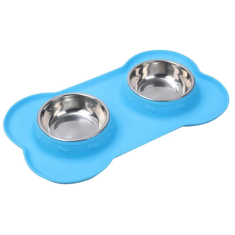 Stainless Steel Double Pet Bowl – Anti-Spill Food & Water Feeder