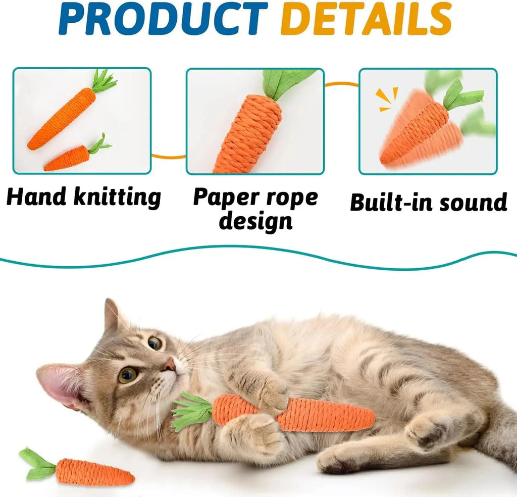 Carrot Cat Toy – Bite-Resistant Teething & Interactive Play Stick