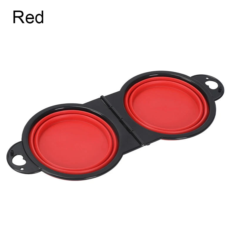 2-in-1 Portable Folding Pet Double Bowl – Travel Food & Water