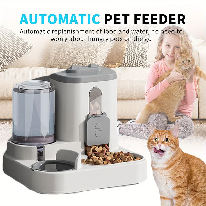 Automatic Cat & Dog Feeder Bowl with Water Fountain – Spill Proof