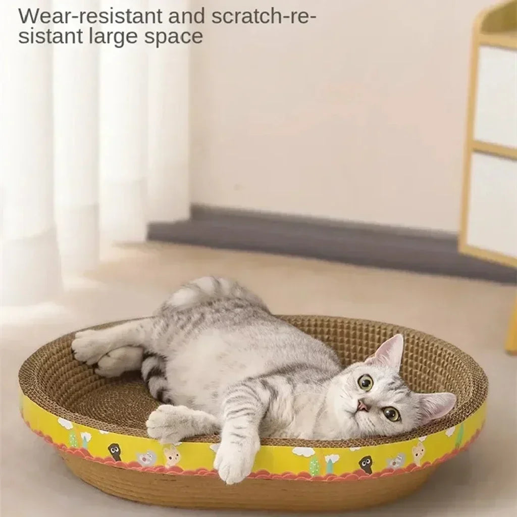Oval Cat Scratching Board – Corrugated Paper Cat Nest & Claw Toy