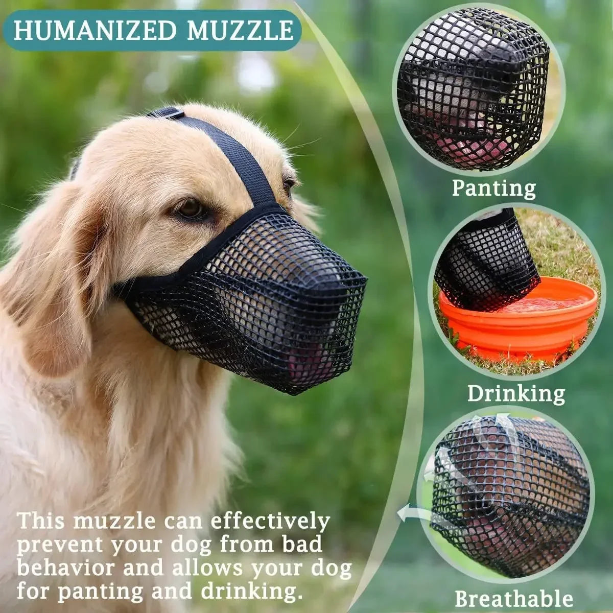 Breathable Dog Muzzle – Anti-Biting, Anti-Licking, Adjustable