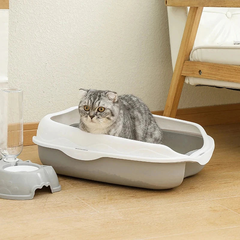 Semi-Enclosed Cat Litter Box – Large Spatter-Proof Kitten Toilet