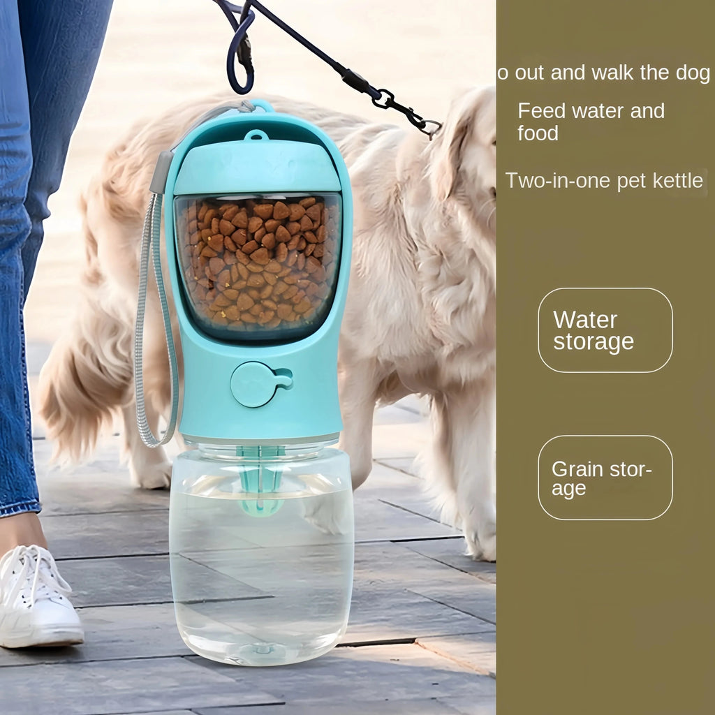 Portable Dog & Cat Water Bottle with Food Storage – Travel Feeder