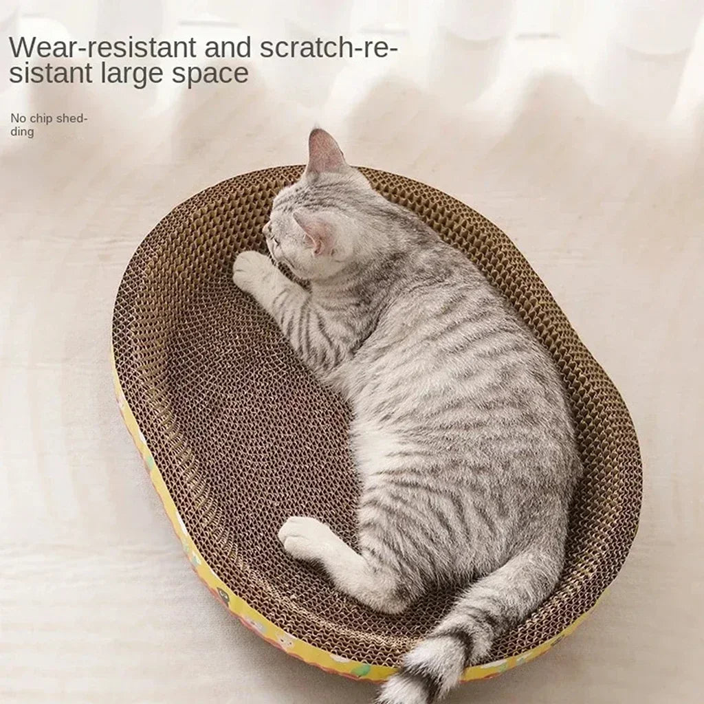 Oval Cat Scratching Board – Corrugated Paper Cat Nest & Claw Toy