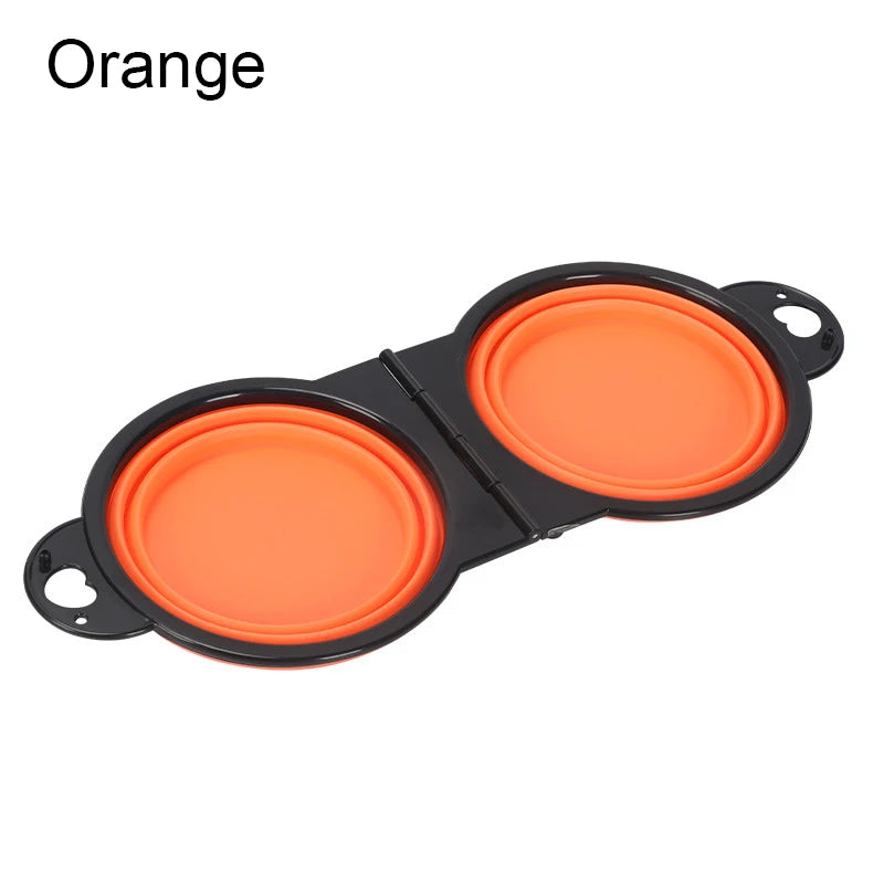 2-in-1 Portable Folding Pet Double Bowl – Travel Food & Water