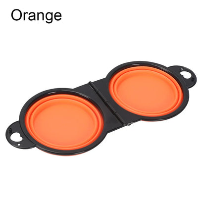 2-in-1 Portable Folding Pet Double Bowl – Travel Food & Water