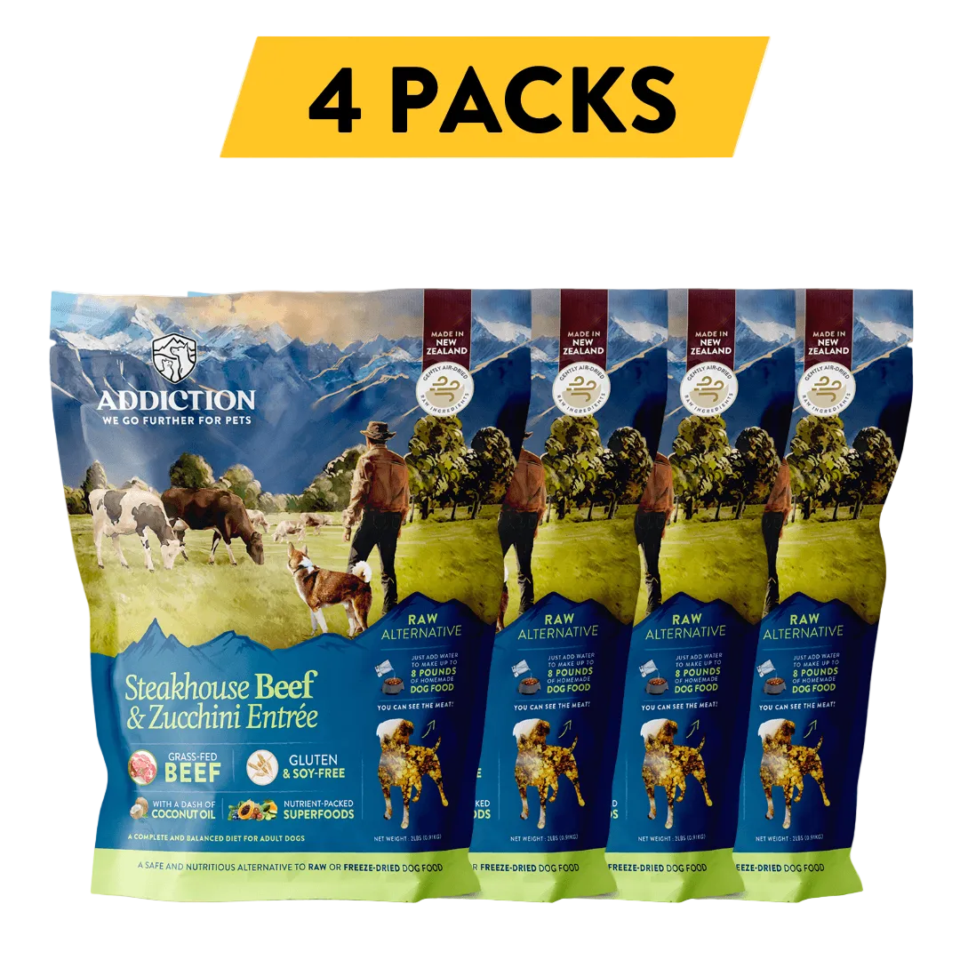 Steakhouse Beef & Zucchini Air-Dried Dog Food package — 4-pack bundle