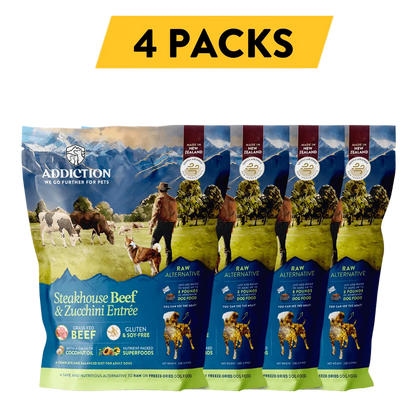Steakhouse Beef & Zucchini Air-Dried Dog Food package — 4-pack bundle