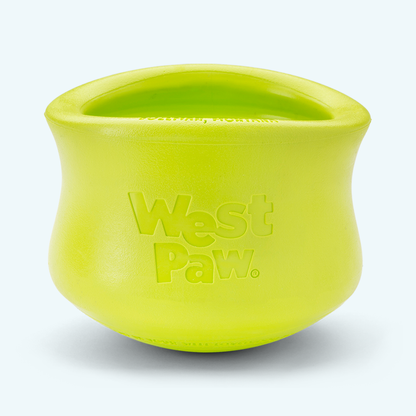 Green West Paw dog toy on a white background
