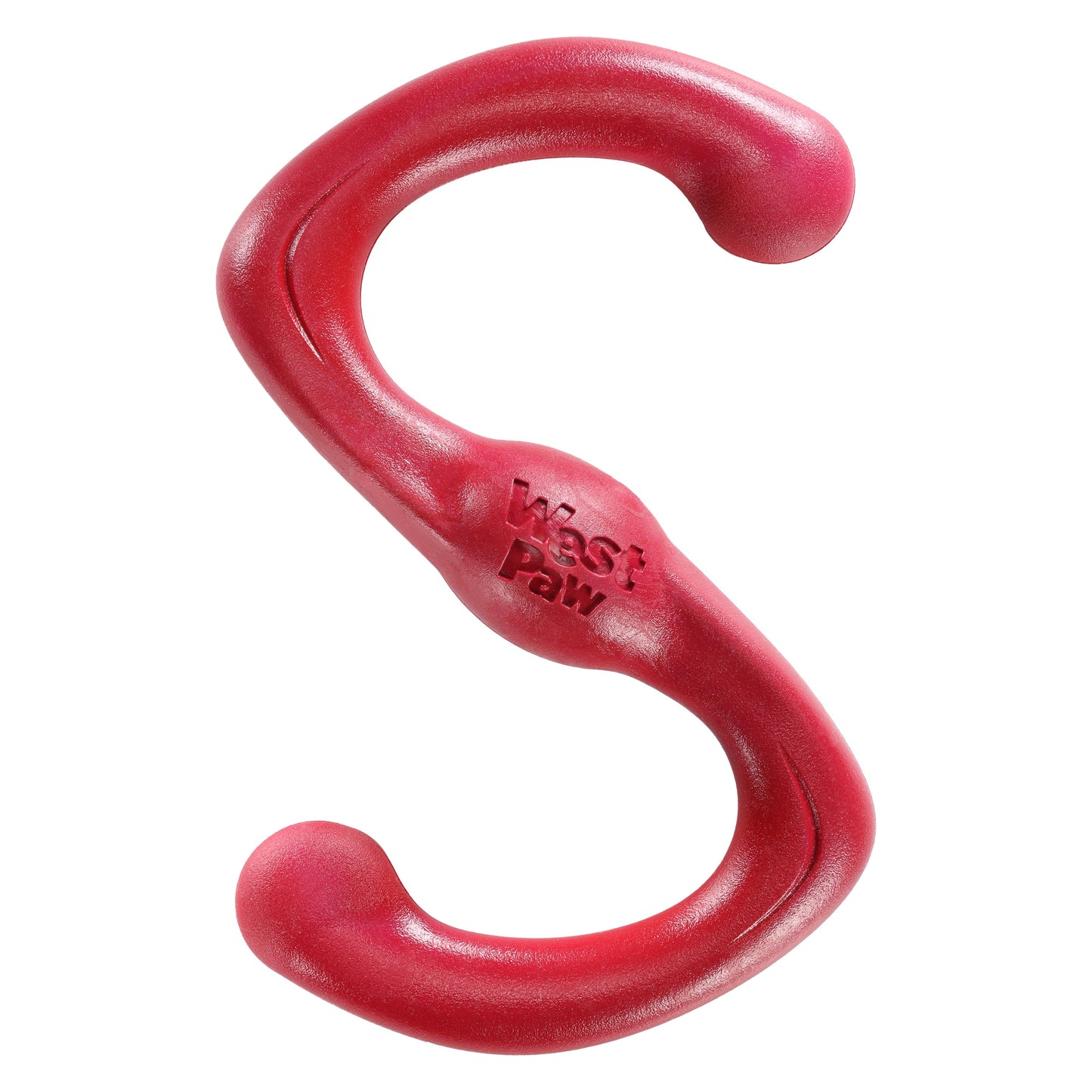 Red dog toy with 'West Paw' branding on a white background