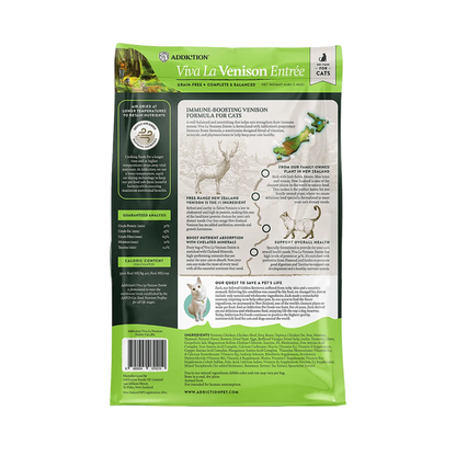 Cat food package with green and white design on a white background