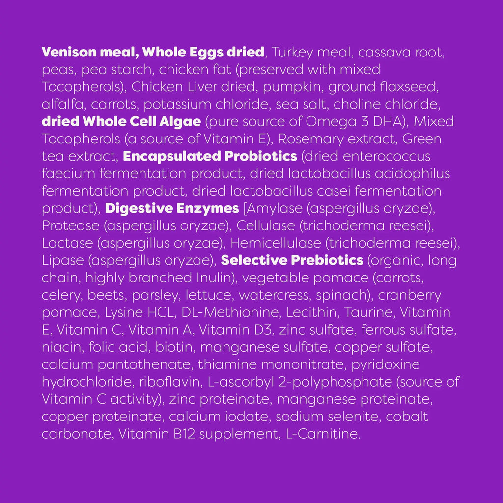List of ingredients on a purple background