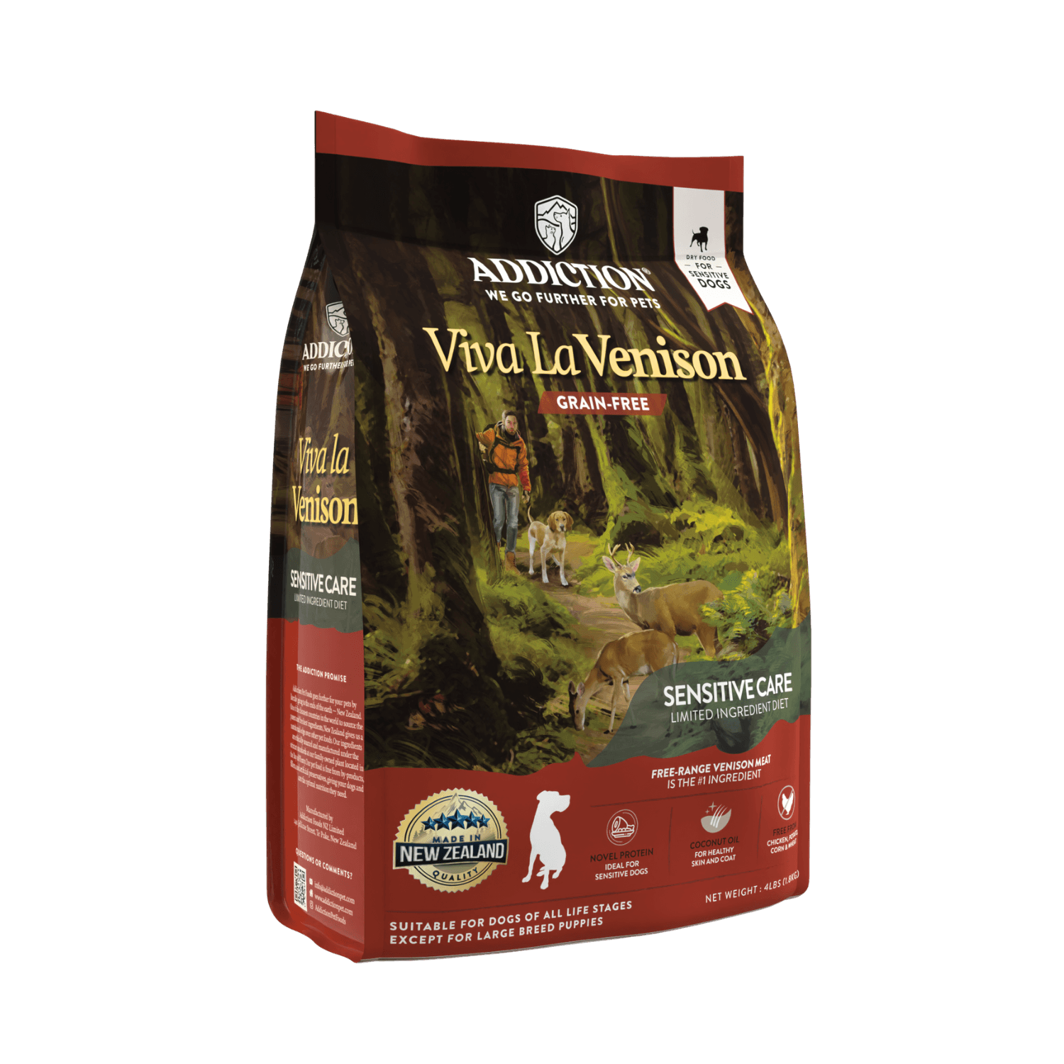 Viva La Venison dog food package on a solid background