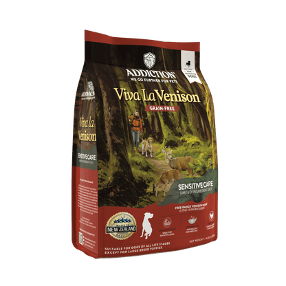 Viva La Venison dog food package on a solid background
