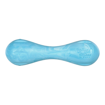 Blue dog toy with 'West Paw' branding on a white background