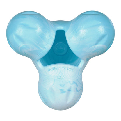 Blue plastic toy with a white background