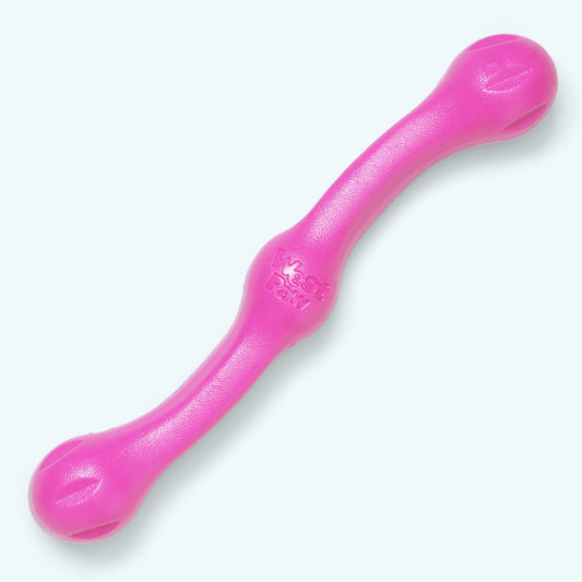 Pink dog toy on a white background