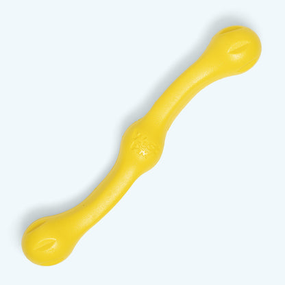Yellow dog chew toy on a white background