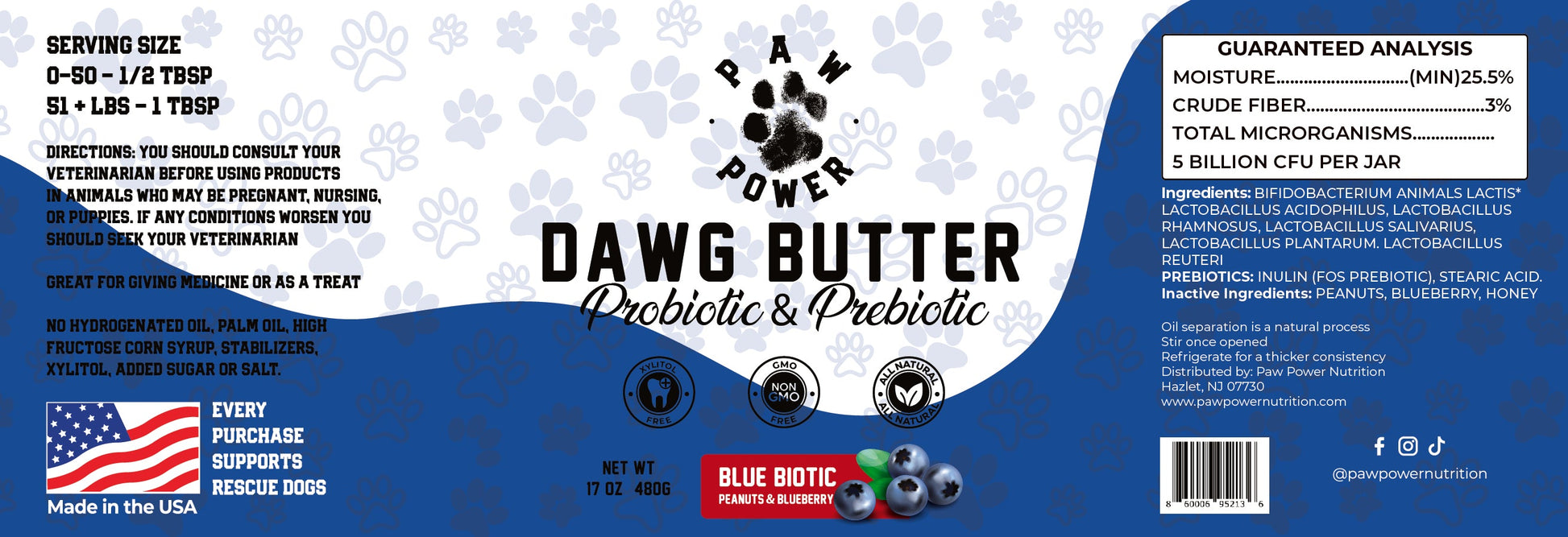 Dawg Butter Blue Biotic jar label artwork