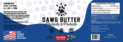 Dawg Butter Blue Biotic jar label artwork