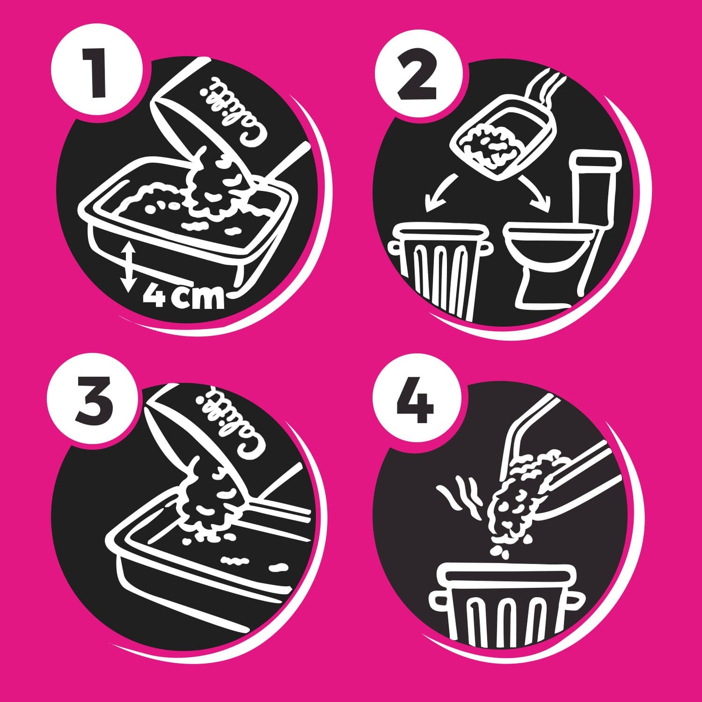 Four steps for using a product on a pink background