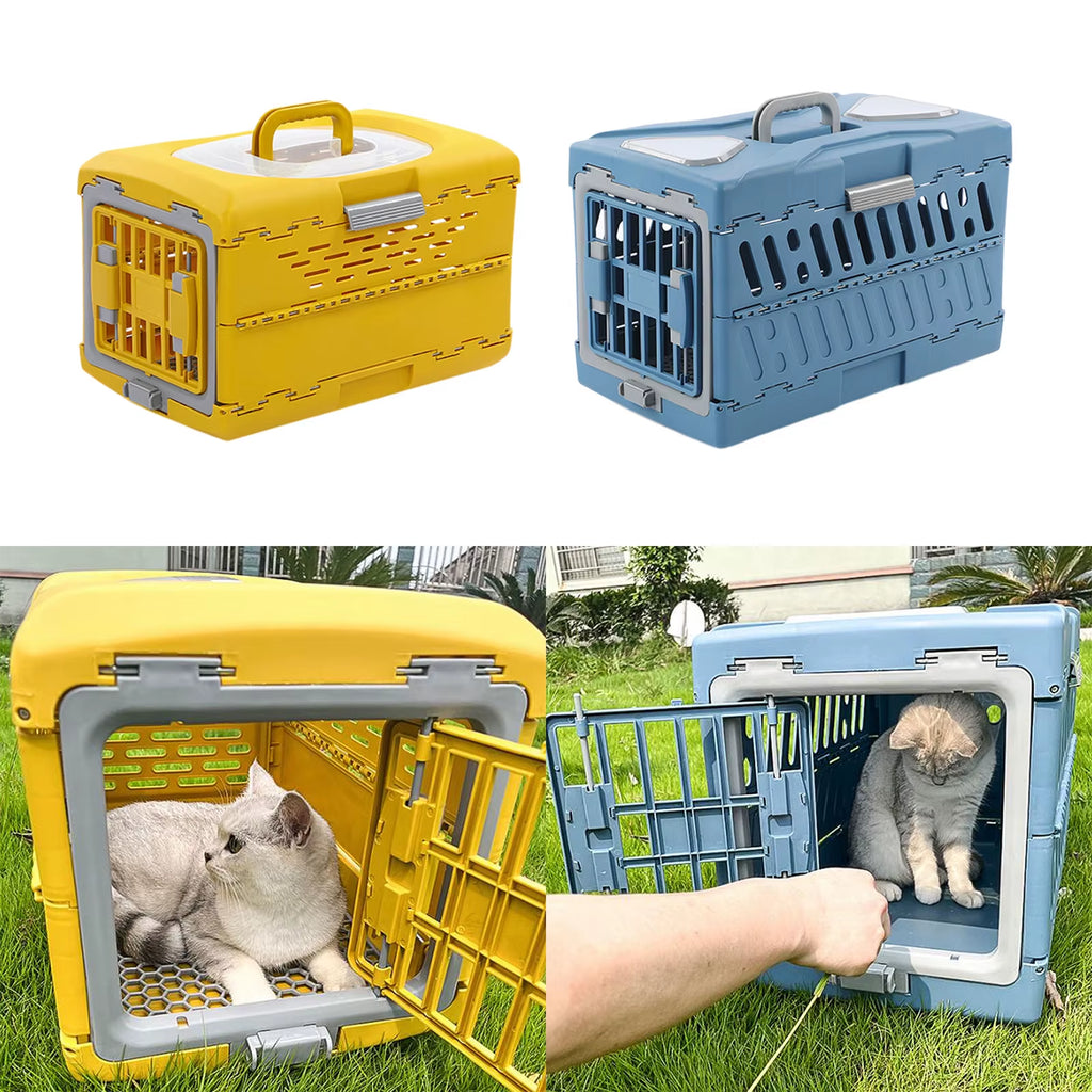 Collapsible Pet Carrier Crate – Foldable Cat & Puppy Travel Cage