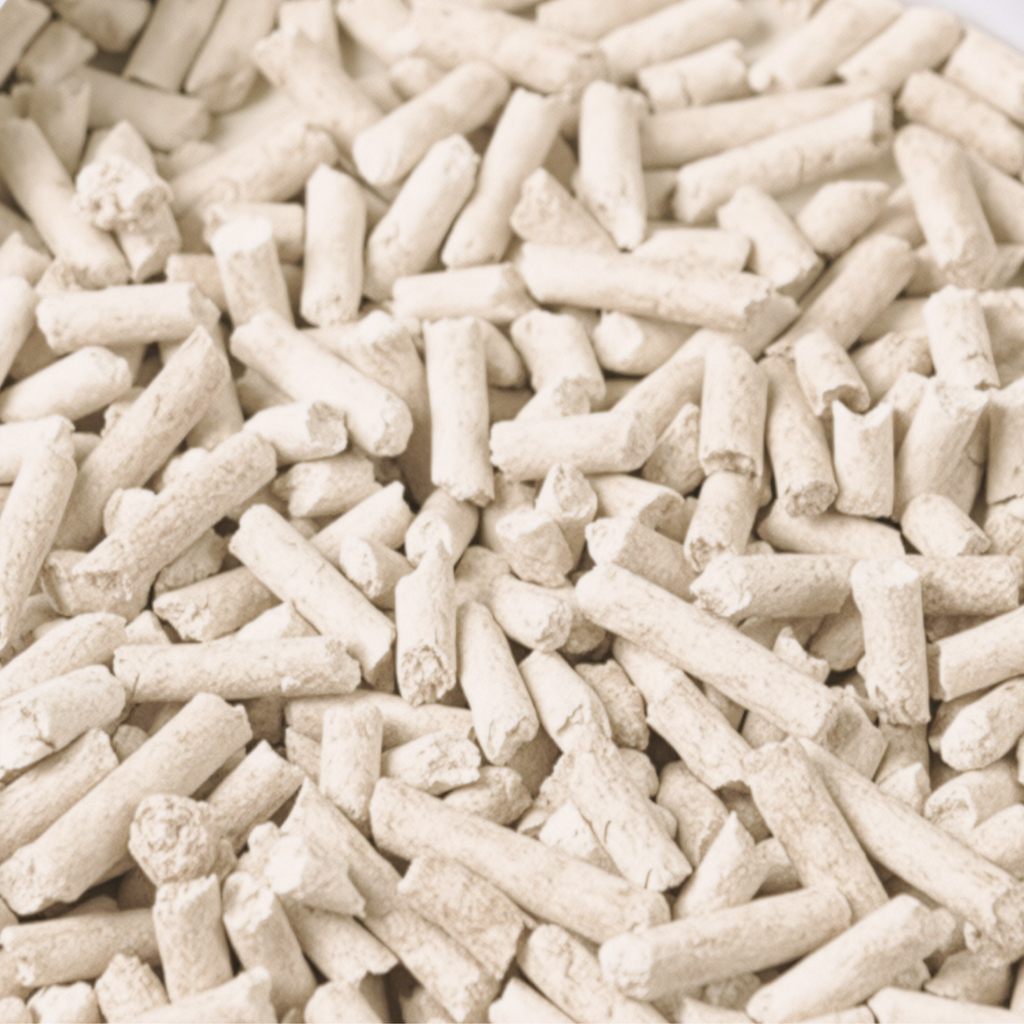 Close-up of white cylindrical granules