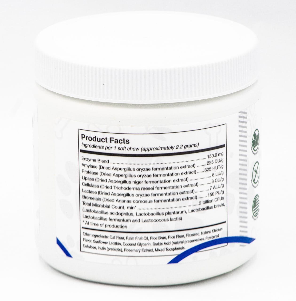 White container with a label on a white background