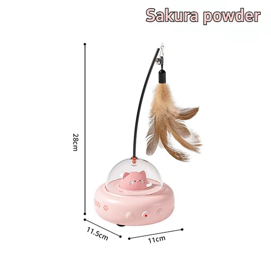 UFO Smart Teaser Electric Cat Toy with Bell & Replaceable Feather