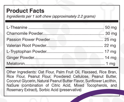 Product facts label with ingredient list on a white background