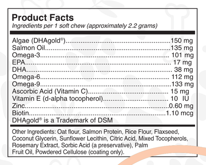 Product facts label with nutritional information on a white background